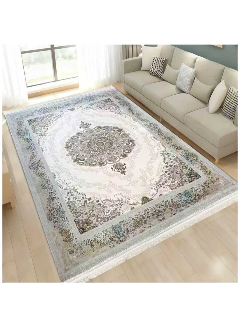 SMART HOME Large padded floor mat with a soft velvet surface and non-slip backing - Living room rug - Majlis rug - Lounge rug - Luxurious decorative rug - Elegant rug with modern patterns for living rooms and majlis - Size 300x200cm - Suitable for everyday use and entertaining - Image 1